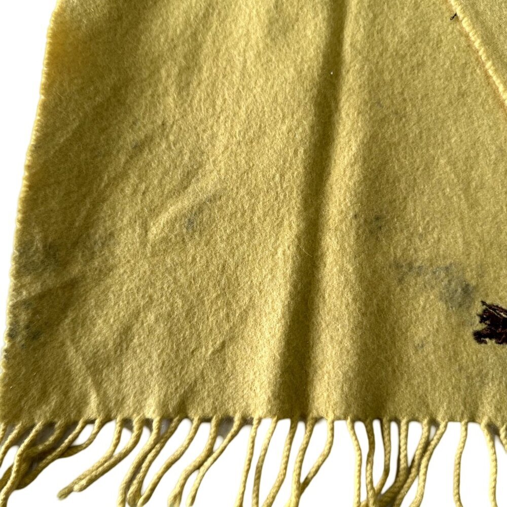 Burberrys Authentic Scarf Yellow 100% Cashmere Unisex Scarf Made In England - Picture 5 of 7
